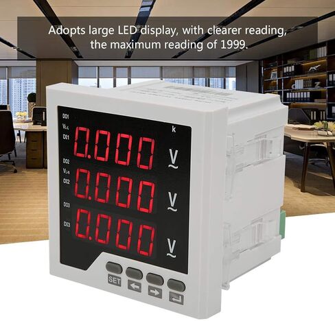 3 Phase Voltage Meter AC 450V, DTM-AV96 Digital Voltmeter 1999 LED Display Panel Programmable Voltage Current Frequency Tester in Saudi Arabia