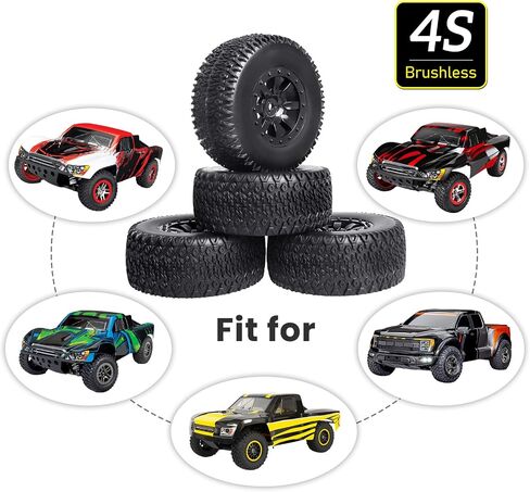 مجموعة إطارات وإطارات عجلة لاصقة مسبقًا من 4 قطع لسيارة 1/10 RC ذات المسار القصير Slash 2WD 4x4 HPI Losi Redcat Racing RC Model Cars (النمط B) in Saudi Arabia
