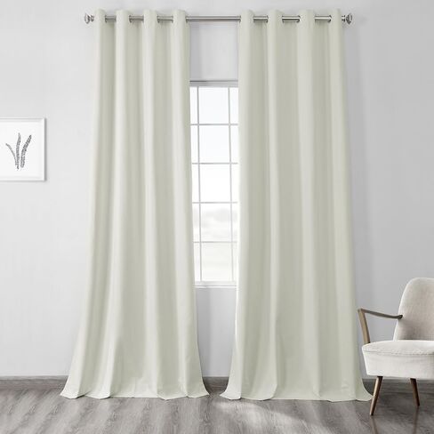 HPD Half Price Drapes Grommet Blackout Curtains for Bedroom Thermal Cross Linen 50 X 84 (1 Panel), FLCW-CBO191-84-GR, Starlight Off White in Kuwait