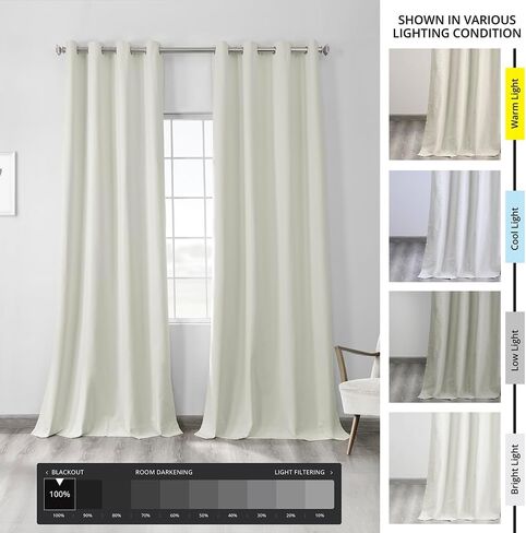 HPD Half Price Drapes Grommet Blackout Curtains for Bedroom Thermal Cross Linen 50 X 84 (1 Panel), FLCW-CBO191-84-GR, Starlight Off White in Kuwait