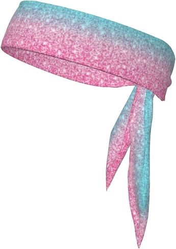 Sports Head Tie Hair Band Sweatband Glitter Pink Shiny and Colorful Flex Tie Headband Unisex Wicking Head Tie for Running, Basketball, Workout, Soccer, Paintball, Exercise, Volleyball in Saudi Arabia