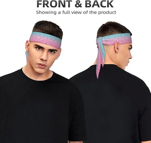 Sports Head Tie Hair Band Sweatband Glitter Pink Shiny and Colorful Flex Tie Headband Unisex Wicking Head Tie for Running, Basketball, Workout, Soccer, Paintball, Exercise, Volleyball in Saudi Arabia