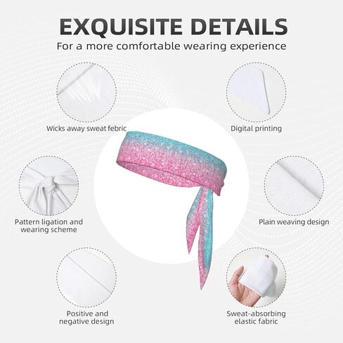 Sports Head Tie Hair Band Sweatband Glitter Pink Shiny and Colorful Flex Tie Headband Unisex Wicking Head Tie for Running, Basketball, Workout, Soccer, Paintball, Exercise, Volleyball in Saudi Arabia