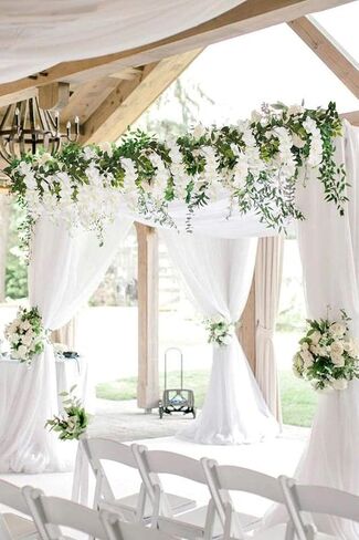 Wisteria Garland Artificial Flowers 2PCS 5.91FT/Peice Fake Wisteria Vines White Artificial Wisteria Rattan Silk Hanging Flowers for Wedding Arch Decorations Ceremony Garden Floral Decor in Saudi Arabia