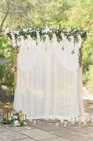 Wisteria Garland Artificial Flowers 2PCS 5.91FT/Peice Fake Wisteria Vines White Artificial Wisteria Rattan Silk Hanging Flowers for Wedding Arch Decorations Ceremony Garden Floral Decor in Saudi Arabia