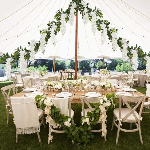 Wisteria Garland Artificial Flowers 2PCS 5.91FT/Peice Fake Wisteria Vines White Artificial Wisteria Rattan Silk Hanging Flowers for Wedding Arch Decorations Ceremony Garden Floral Decor in Saudi Arabia