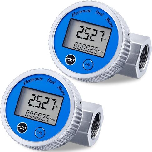 2 Pcs Digital Turbine Flow Meter 1 in NPT Thread Water Flow Meter Electronic Fuel Meter Gas Oil Fuel Flowmeter, IPX7 Waterproof, Accuracy LCD Display Flow Meter for Diesel Kerosene Gasoline in Saudi Arabia
