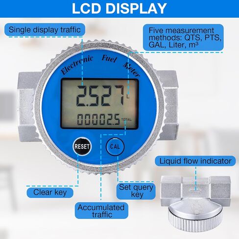 2 Pcs Digital Turbine Flow Meter 1 in NPT Thread Water Flow Meter Electronic Fuel Meter Gas Oil Fuel Flowmeter, IPX7 Waterproof, Accuracy LCD Display Flow Meter for Diesel Kerosene Gasoline in Saudi Arabia