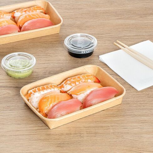 Restaurantware-Matsuri Vision 6.6 x 4.6 x 1.9 Inch Sushi Trays, 50 Greaseproof Sushi Packaging Boxes - Lids Sold Separately, Disposable, Kraft Paper Sushi Containers, For Appetizers Or Desserts in Saudi Arabia