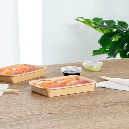 Restaurantware-Matsuri Vision 6.6 x 4.6 x 1.9 Inch Sushi Trays, 50 Greaseproof Sushi Packaging Boxes - Lids Sold Separately, Disposable, Kraft Paper Sushi Containers, For Appetizers Or Desserts in Saudi Arabia