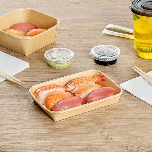 Restaurantware-Matsuri Vision 6.6 x 4.6 x 1.9 Inch Sushi Trays, 50 Greaseproof Sushi Packaging Boxes - Lids Sold Separately, Disposable, Kraft Paper Sushi Containers, For Appetizers Or Desserts in Saudi Arabia