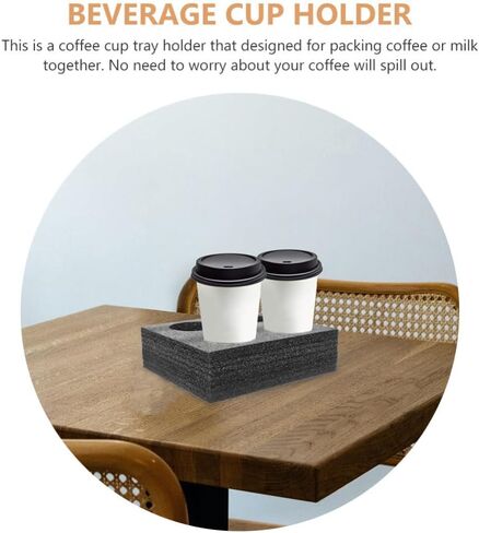 Luxshiny 2 قطعة حامل أكواب تناول الطعام في الخارج، حامل أكواب 4 فتحات، صينية حاملة 8 أكواب، صينية حاملة للمشروبات قابلة لإعادة الاستخدام للقهوة in Kuwait