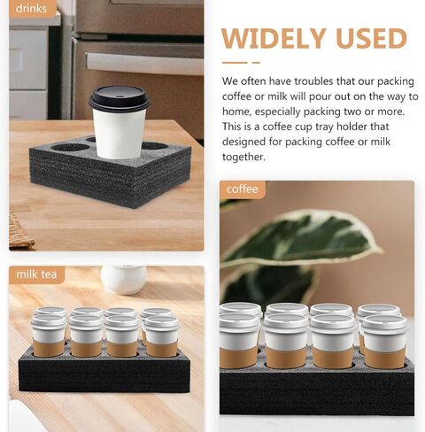 Luxshiny 2 قطعة حامل أكواب تناول الطعام في الخارج، حامل أكواب 4 فتحات، صينية حاملة 8 أكواب، صينية حاملة للمشروبات قابلة لإعادة الاستخدام للقهوة in Kuwait