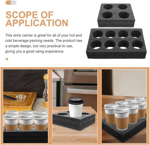 Luxshiny 2 قطعة حامل أكواب تناول الطعام في الخارج، حامل أكواب 4 فتحات، صينية حاملة 8 أكواب، صينية حاملة للمشروبات قابلة لإعادة الاستخدام للقهوة in Kuwait