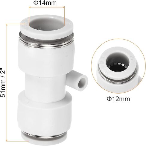 PATIKIL 14mm to 12mm Reducing Push to Connect Air Line Fitting, Straight Union Reducer Pneumatic Quick Connect Fittings, White in Saudi Arabia