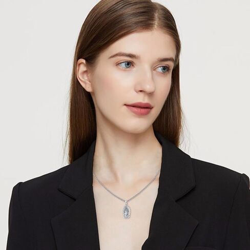 925 Sterling Silver Santa Muerte/St Benedict/Virgin Mary/Saint Jesus/Saint Joseph Miraculous Medal Necklace for Men in Kuwait