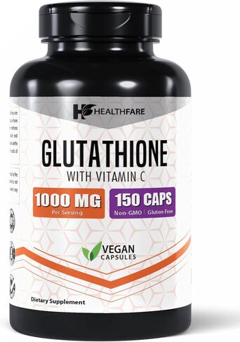 Glutathione 1000mg | 150 Capsules | GSH L-Glutathione Reduced | Antioxidant Support | Gluten-Free & Non-GMO | Made in The USA in Kuwait