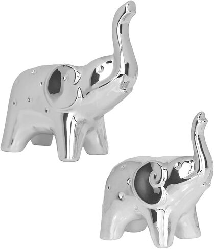 A Pair Elephant Statues Gold Ceramic Elephant Figurine for Livingroom Bedroom Home Decor Office Desk Shelf Animals Figurine Decoration in Saudi Arabia