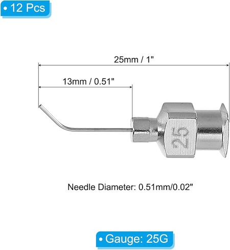 PATIKIL Bent Blunt Tip Dispensing Needle 25G, 12 Pcs 0.51 Inch Stainless Steel Liquid Dispenser Bent Flow Needles with Lure Lock for Refilling Liquid Inks Adhesives Glue in Saudi Arabia