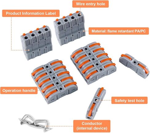 34 Pieces of Connection terminals, 1 in 1 Out Cable terminals, Electrical Connection terminals, 4mm² Conductor Terminal, Electrical Connection Blocks, DIY Customized Versions can be Freely Combined in Saudi Arabia