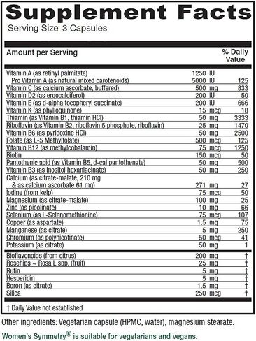 Vitanica Women's Symmetry، فيتامينات ومعادن متعددة عالية الفعالية، نباتي/نباتي، 90 كبسولة in Kuwait