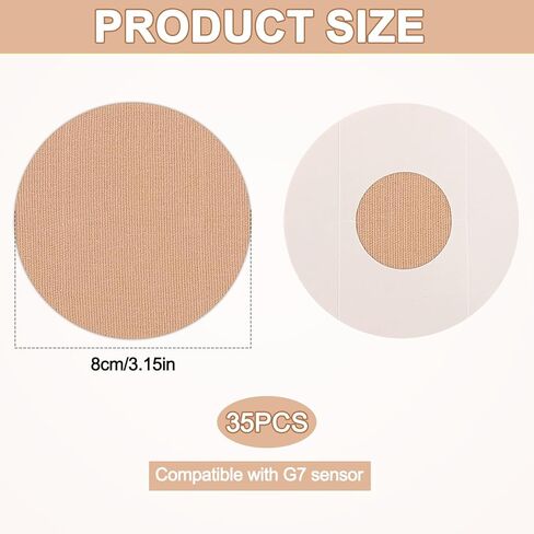35pcs Sensor Covers for Dexcom G7, Stretch Cotton Cloth Glucose Monitor Patch Waterproof Libre 2 Adhesive Patches Glucose Monitor CGM Patches Compatible with Dexcom G7(Flesh Color) in Saudi Arabia