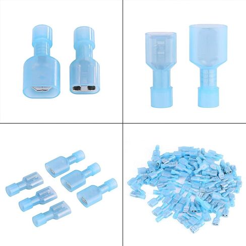 موصلات طرفية للذكور والإناث 100 قطعة نحاس نايلون أزرق 16-14awg/1.5mm2-2.5mm2 معزول بالكامل ذكر أنثى نايلون محطات تجعيد سريعة الأسلاك بأسمائها الحقيقية 82 جرام in Saudi Arabia