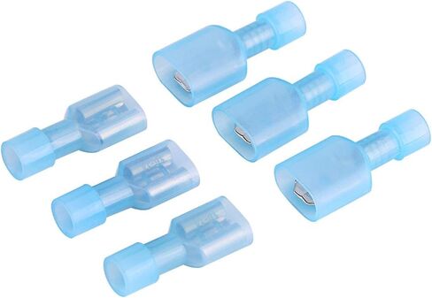 موصلات طرفية للذكور والإناث 100 قطعة نحاس نايلون أزرق 16-14awg/1.5mm2-2.5mm2 معزول بالكامل ذكر أنثى نايلون محطات تجعيد سريعة الأسلاك بأسمائها الحقيقية 82 جرام in Saudi Arabia