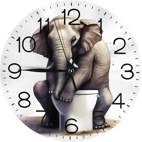 Home Decor Funny Elephant Round Wall Clock Acrylic Silent Non-Ticking Decorative Clocks for Living Room Kitchen in Saudi Arabia