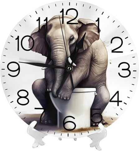 Home Decor Funny Elephant Round Wall Clock Acrylic Silent Non-Ticking Decorative Clocks for Living Room Kitchen in Saudi Arabia