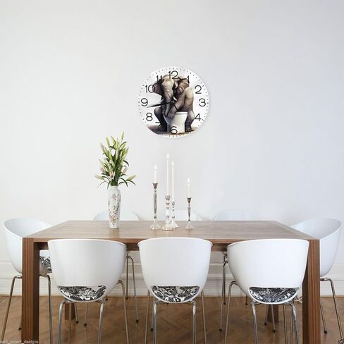 Home Decor Funny Elephant Round Wall Clock Acrylic Silent Non-Ticking Decorative Clocks for Living Room Kitchen in Saudi Arabia