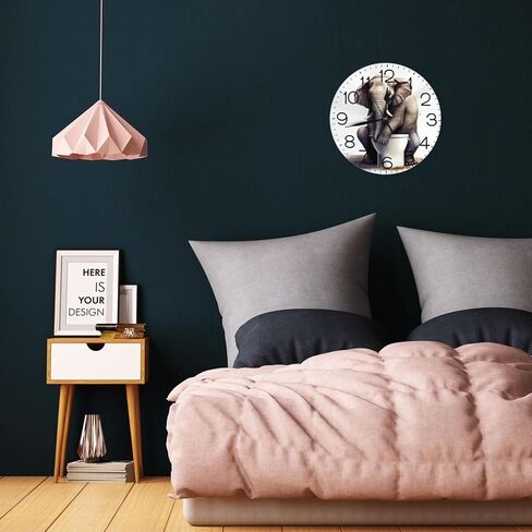 Home Decor Funny Elephant Round Wall Clock Acrylic Silent Non-Ticking Decorative Clocks for Living Room Kitchen in Saudi Arabia