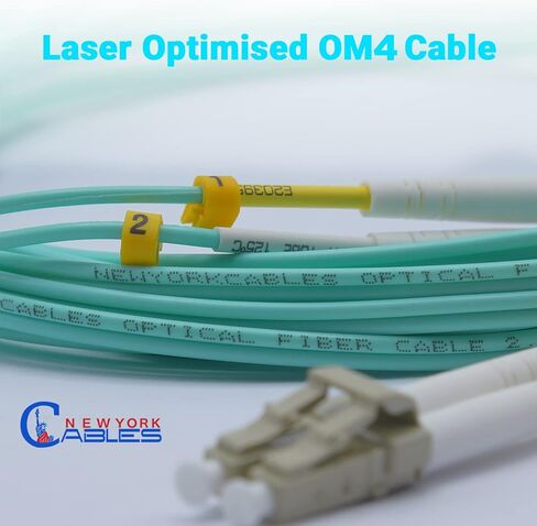 NewYork Cables Fiber Patch Cable | LC to LC Multimode Duplex OM4 50/125 Jumper Cord | 3M (9.84ft) 40gb Fiber Optic Cable (Aqua) in Kuwait
