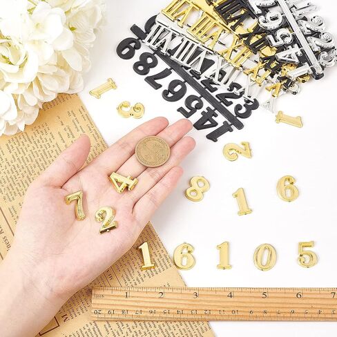 GORGECRAFT 6 Pieces Clock Numerals Including Arabic and Roman Number Bell DIY Digital Horloge for Design Replacement Repairing Timer（2 Style, Gold, Silver, Black） in Saudi Arabia