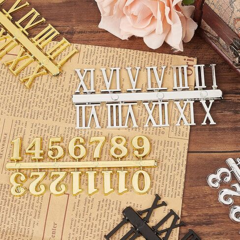GORGECRAFT 6 Pieces Clock Numerals Including Arabic and Roman Number Bell DIY Digital Horloge for Design Replacement Repairing Timer（2 Style, Gold, Silver, Black） in Saudi Arabia