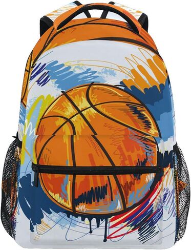 Watercolor Basketball Boys Backpack Elementary Middle School Backpack Bookbag for Girls Boys Kids Teen Back to School Book Bag Gifts for 2nd 3rd 4th 5th 6th Grade Students in Saudi Arabia