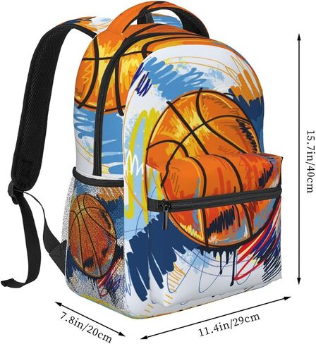 Watercolor Basketball Boys Backpack Elementary Middle School Backpack Bookbag for Girls Boys Kids Teen Back to School Book Bag Gifts for 2nd 3rd 4th 5th 6th Grade Students in Saudi Arabia