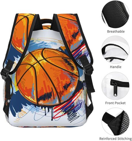 Watercolor Basketball Boys Backpack Elementary Middle School Backpack Bookbag for Girls Boys Kids Teen Back to School Book Bag Gifts for 2nd 3rd 4th 5th 6th Grade Students in Saudi Arabia