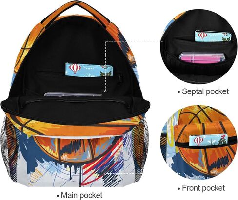 Watercolor Basketball Boys Backpack Elementary Middle School Backpack Bookbag for Girls Boys Kids Teen Back to School Book Bag Gifts for 2nd 3rd 4th 5th 6th Grade Students in Saudi Arabia