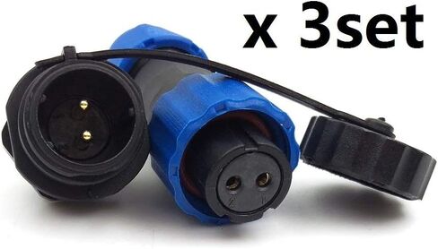 SD13 2pin Waterproof Power Connector, φ13mm 10A 380V High Voltage 18 * 65mm Male Female Circular Power LED Connector Plug(Female)-Socket(Male) (2pin, Panel Mount x 3set) in Saudi Arabia
