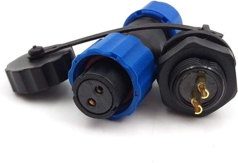 SD13 2pin Waterproof Power Connector, φ13mm 10A 380V High Voltage 18 * 65mm Male Female Circular Power LED Connector Plug(Female)-Socket(Male) (2pin, Panel Mount x 3set) in Saudi Arabia