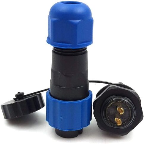 SD13 2pin Waterproof Power Connector, φ13mm 10A 380V High Voltage 18 * 65mm Male Female Circular Power LED Connector Plug(Female)-Socket(Male) (2pin, Panel Mount x 3set) in Saudi Arabia