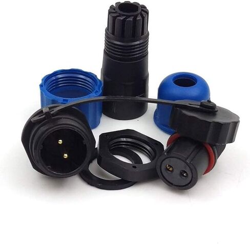 SD13 2pin Waterproof Power Connector, φ13mm 10A 380V High Voltage 18 * 65mm Male Female Circular Power LED Connector Plug(Female)-Socket(Male) (2pin, Panel Mount x 3set) in Saudi Arabia