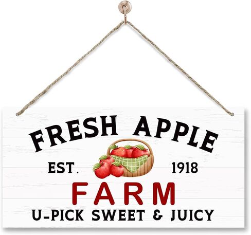 Autumn Decor Sign, Fresh Apple Farm Sign, Decorative Wooden Plaque Sign, Apple Harvest Wall Sign, Country Style Home Decor for Kitchen, Autumn Wood Decoration, Apple Hanging Sign, Apple Decor in Saudi Arabia