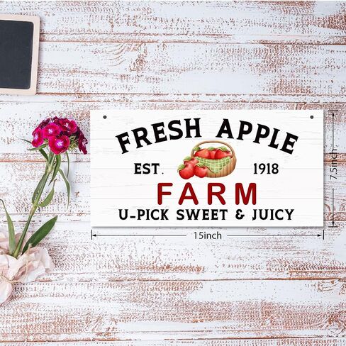 Autumn Decor Sign, Fresh Apple Farm Sign, Decorative Wooden Plaque Sign, Apple Harvest Wall Sign, Country Style Home Decor for Kitchen, Autumn Wood Decoration, Apple Hanging Sign, Apple Decor in Saudi Arabia