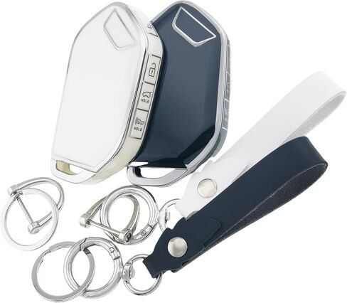 RUNZUIE 2Pcs TPU Smart Key Fob for 2023 2024 Kia ​​Telluride Key Fob Cover 5 أزرار (أسود/أبيض) in Kuwait