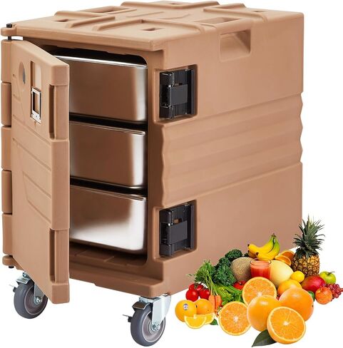 Portable Food Warmer 82Qt-Hot Box, Lldpe Food Box Carrier Double, End Loader Wheels, Easy Transport, Good Insulation, Strong Sealing, Durable, Ideal for Family Gathering, Canteen, Restaurant, Brown in Saudi Arabia