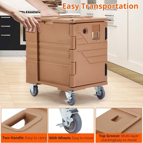 Portable Food Warmer 82Qt-Hot Box, Lldpe Food Box Carrier Double, End Loader Wheels, Easy Transport, Good Insulation, Strong Sealing, Durable, Ideal for Family Gathering, Canteen, Restaurant, Brown in Saudi Arabia