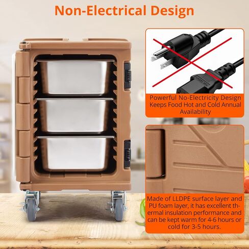 Portable Food Warmer 82Qt-Hot Box, Lldpe Food Box Carrier Double, End Loader Wheels, Easy Transport, Good Insulation, Strong Sealing, Durable, Ideal for Family Gathering, Canteen, Restaurant, Brown in Saudi Arabia