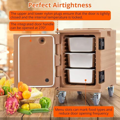 Portable Food Warmer 82Qt-Hot Box, Lldpe Food Box Carrier Double, End Loader Wheels, Easy Transport, Good Insulation, Strong Sealing, Durable, Ideal for Family Gathering, Canteen, Restaurant, Brown in Saudi Arabia